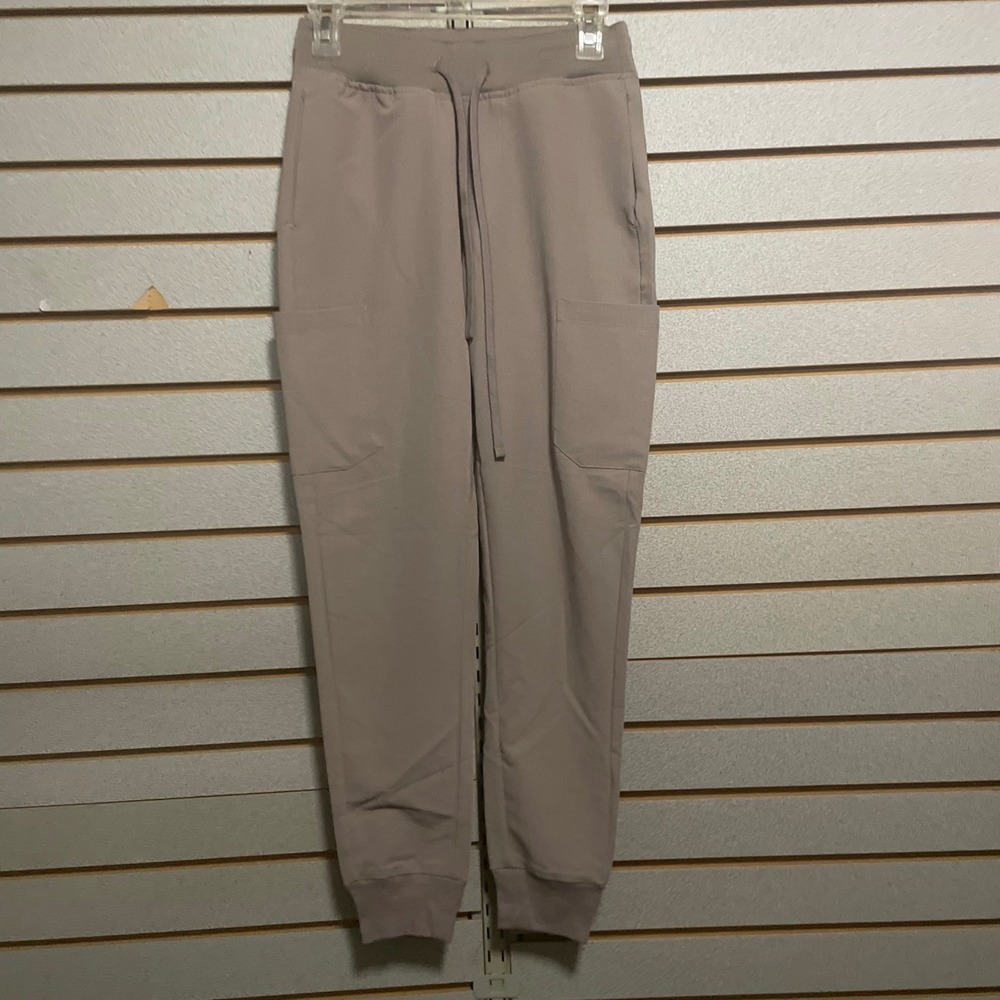 MANDALA Women's Jogger Scrub Pants Taupe XXS Elastic Waist Drawstring Cargo NEW
